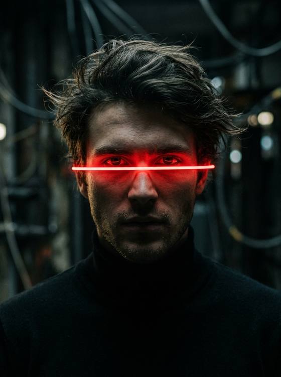 Cyberpunk Neon Gaze Portrait AI portrait template preview