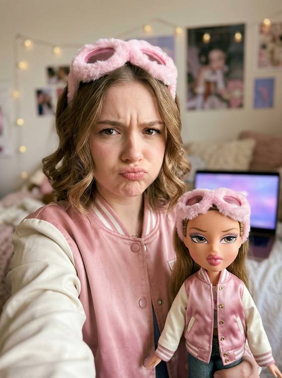 Doll Mimicry Pouty Selfie Portrait AI portrait template preview