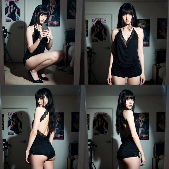 Edgy E-Girl Bedroom Fit Check AI portrait template preview