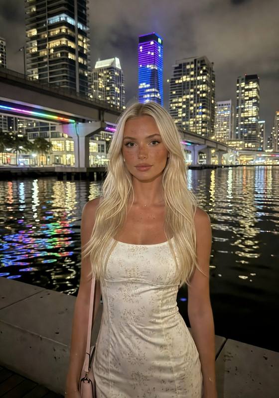 Elegant Supermodel Urban Night Selfie AI portrait template preview