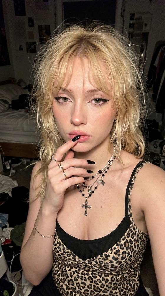 Intimate Late-Night Bedroom Selfie AI portrait template preview