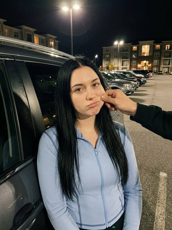 Night Parking Lot Cheek Pinch AI portrait template preview
