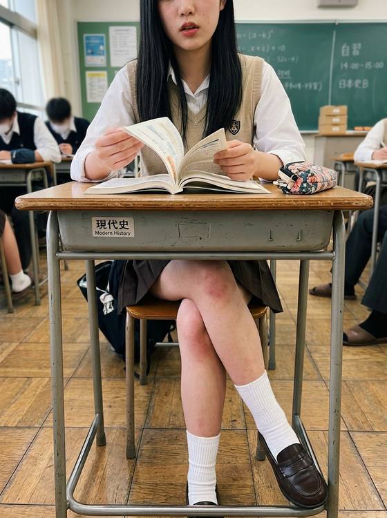Study Time A Typical Asian High School Classroom Template AI portrait template preview