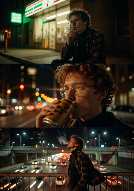 Urban Nocturne Triptych AI portrait template preview